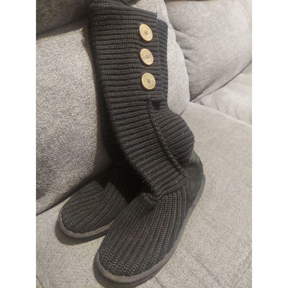 UGG Australia Cardy Classic Knit 16 Tall Sweater Boot 5819 Black  Women 8 EU 39